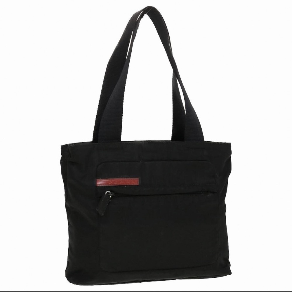 Prada Black Duffel Bag with Red Accent